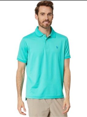 US Polo Assn Men’s Luxury Feel Polo Shirt 100% Cotton Golf Club Teal Blue Size M